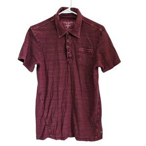 Men's Guess Short Sleeve Golf Shirt, Size S, Brown/Burgundy